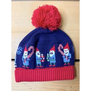 HANNA ANDERSSON GNOME SWEET GNOME BLUE SWEATER KNIT POM POM HAT Kids Size Small